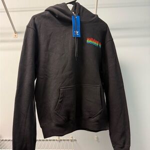 Adidas Men's Black Hoodie with Multicolor Logo